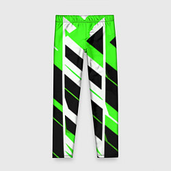 Леггинсы для девочки Black and green stripes on a white background, цвет: 3D-принт