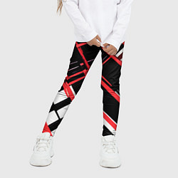 Леггинсы для девочки Красно-белые линии на чёрном фоне, цвет: 3D-принт — фото 2