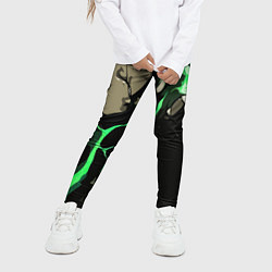 Леггинсы для девочки Зелёный разлом в камне, цвет: 3D-принт — фото 2