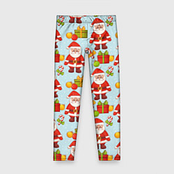 Леггинсы для девочки Новогодний паттерн с Сантой и подарками, цвет: 3D-принт