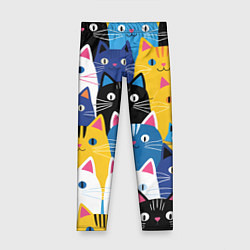 Леггинсы для девочки Много цветных котиков, цвет: 3D-принт