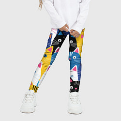 Леггинсы для девочки Много цветных котиков, цвет: 3D-принт — фото 2