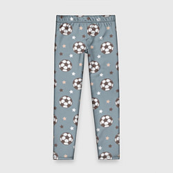Леггинсы для девочки Футбольные мячи и звезды на голубом, цвет: 3D-принт