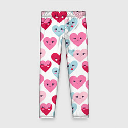 Леггинсы для девочки Сердечки-смайлики, цвет: 3D-принт