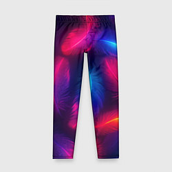 Леггинсы для девочки Вспыхивающие перья - неоновое свечение, цвет: 3D-принт