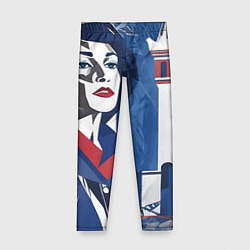 Леггинсы для девочки Девушка с красным шарфом, цвет: 3D-принт