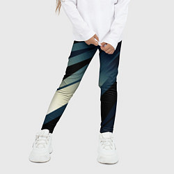 Леггинсы для девочки Чёрно-синий абстрактный с полосами, цвет: 3D-принт — фото 2