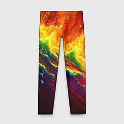 Леггинсы для девочки Абстрактные волны с огнем, цвет: 3D-принт