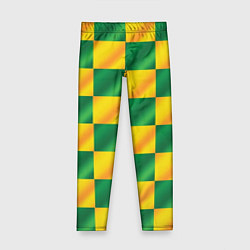 Леггинсы для девочки Желтый и зеленый геометрический паттерн, цвет: 3D-принт