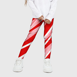 Леггинсы для девочки Красно-белый абстракция с полосами, цвет: 3D-принт — фото 2