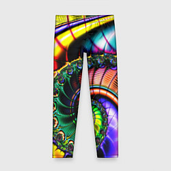 Леггинсы для девочки Фрактальный узор неоновый, цвет: 3D-принт