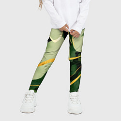 Леггинсы для девочки Зеленый природный паттерн, цвет: 3D-принт — фото 2