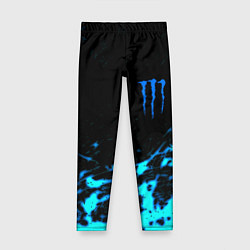 Леггинсы для девочки Monster energy голубые краски, цвет: 3D-принт