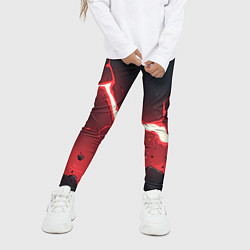 Леггинсы для девочки Красная молния на черной текстуре, цвет: 3D-принт — фото 2