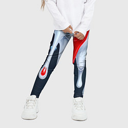Леггинсы для девочки Бело-красная краска - текстура, цвет: 3D-принт — фото 2