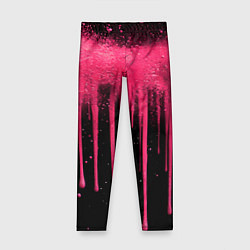 Леггинсы для девочки Розовые брызги и краска на черном, цвет: 3D-принт