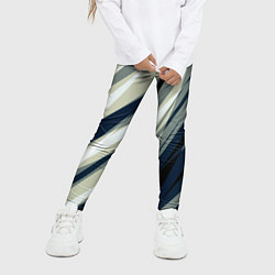 Леггинсы для девочки Синий с оливковым диагональные полосы, цвет: 3D-принт — фото 2