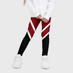Леггинсы для девочки Красный с чёрным и белые полосы, цвет: 3D-принт — фото 2