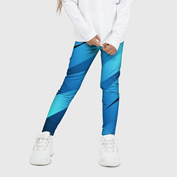 Леггинсы для девочки Сине-голубой абстрактные полосы, цвет: 3D-принт — фото 2