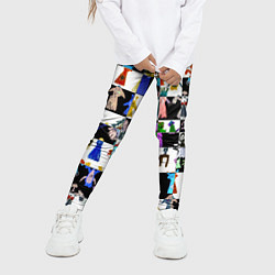 Леггинсы для девочки Монстрики на шахматном фоне, цвет: 3D-принт — фото 2