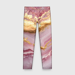 Леггинсы для девочки Золотая объемная текстура на розовом, цвет: 3D-принт