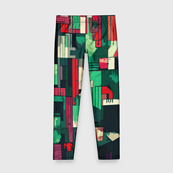 Леггинсы для девочки Абстракция красно-зелёный геометричный, цвет: 3D-принт