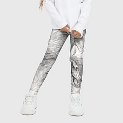 Леггинсы для девочки Черепа лошадей - эскиз, цвет: 3D-принт — фото 2