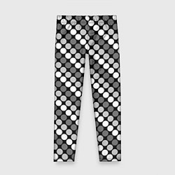 Леггинсы для девочки Белый серый горох на черном ретро, цвет: 3D-принт