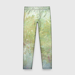Детские легинсы Абстракция - white waves on green background