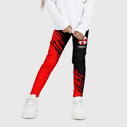 Леггинсы для девочки Umbrella Corp - red and black, цвет: 3D-принт — фото 2