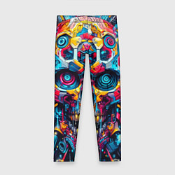 Леггинсы для девочки Кибер череп - нейроарт паттерн, цвет: 3D-принт