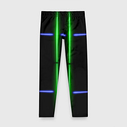 Детские легинсы Neon black light blue green line