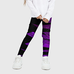 Леггинсы для девочки Color purple black stripes, цвет: 3D-принт — фото 2