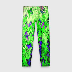 Леггинсы для девочки Ярко-зелёный стекающая абстаркция, цвет: 3D-принт