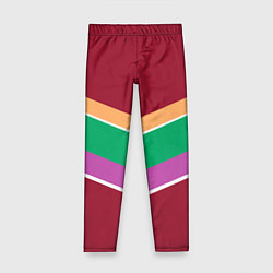 Леггинсы для девочки Тёмный красный с полосами, цвет: 3D-принт