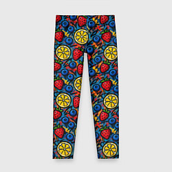 Леггинсы для девочки Ягоды и фрукты паттерн, цвет: 3D-принт