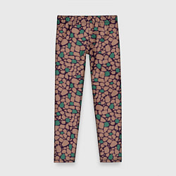 Детские легинсы Мелкий мозаичный коричневый зеленый узор хакки