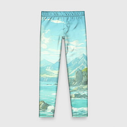 Леггинсы для девочки Художественный берег со скалами, цвет: 3D-принт