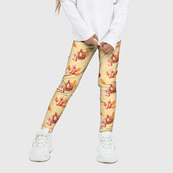 Леггинсы для девочки Хеллоуин с тыквой и листьями, цвет: 3D-принт — фото 2
