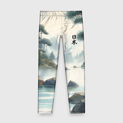 Леггинсы для девочки Японский акварельный пейзаж, цвет: 3D-принт