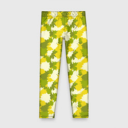 Леггинсы для девочки Яркий камуфляж желтые и зеленые пятна, цвет: 3D-принт
