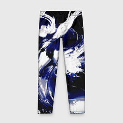 Леггинсы для девочки Чёрно-фиолетовый абстракция волна, цвет: 3D-принт