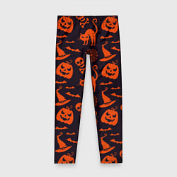 Леггинсы для девочки Паттерн с символами праздника Хэллоуин, цвет: 3D-принт