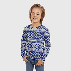 Лонгслив детский Синий свитер, цвет: 3D-принт — фото 2