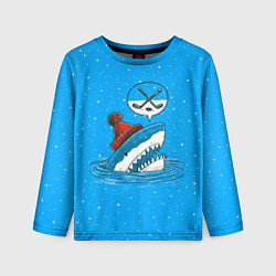 Лонгслив детский Акула хоккейный фанат, цвет: 3D-принт