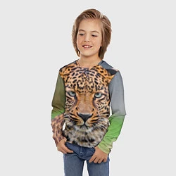 Лонгслив детский Грустный леопард, цвет: 3D-принт — фото 2