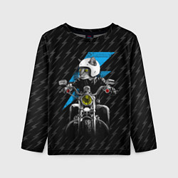 Детский лонгслив Кот байкер