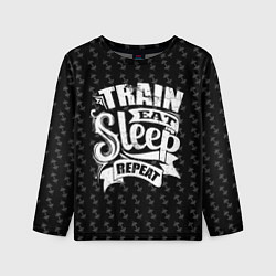 Лонгслив детский Train Eat Sleep Repeat, цвет: 3D-принт
