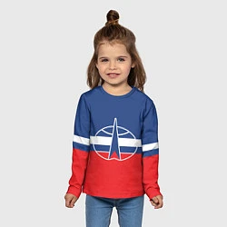 Лонгслив детский Флаг космический войск РФ, цвет: 3D-принт — фото 2