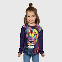 Лонгслив детский Красочный лев, цвет: 3D-принт — фото 2
